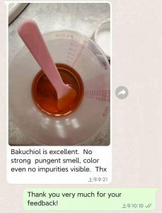 Canadian customers praised Plamed bakuchiol for its excellent smell and color